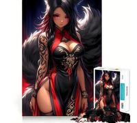 Rompecabezas de 1000 Piezas de una Chica Zorro de Anime con Vestido Rojo para Adolescentes Diversión para estimular la Mente Manualidad de Corte de Alta precisión Actividad Relajante para desconectar