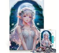 Rompecabezas de 1000 Piezas de una elfa de Anime con Corona Floral para Adultos Juego Mental Divertido con tecnología Avanzada de Corte láser Un desafío entretenido para Pasar el Tiempo (50x75cm)