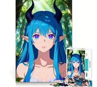 Rompecabezas de 1000 Piezas de una elfa de Anime con Cuernos en el Bosque Juego para ejercitar la Mente Artesanía de Corte experta Un pasatiempo Fascinante para los Momentos de Ocio (38x26cm)