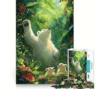 Rompecabezas de 1000 Piezas de una Familia de Osos Polares en la exuberante Jungla para Adolescentes Juguete de Tren lógico, Ligero y Relajante Decoración de Pared con Corte Suave (38x52cm)