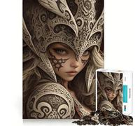 Rompecabezas de 1000 Piezas de una guerrera con Armadura ornamentada para Adolescentes Ideal para Entrenar la Memoria divertirse conectar sin Problemas y Relajarse en Grupo en Interiores (38x52cm)