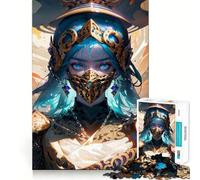 Rompecabezas de 1000 Piezas de una guerrera con máscara Juguete para desarrollar la Capacidad cognitiva Superficie Lisa y sin Rebabas Actividad Relajante para Grupos en Interiores (50x75cm)