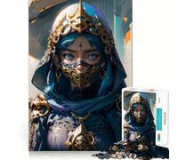 Rompecabezas de 1000 Piezas de una guerrera con máscara para Adolescentes Juego para estimular la Mente Montaje Seguro y Firme Actividad Divertida para Toda la Familia (38x52cm)