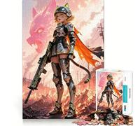 Rompecabezas de 1000 Piezas de una guerrera de Anime en un Entorno postapocalíptico para Adultos Recall Fun Play Ensamblaje Firme y Seguro Actividad Nocturna para Toda la Familia (50x75cm)