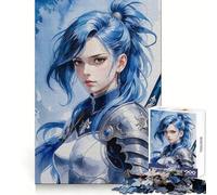 Rompecabezas de 1000 Piezas de una guerrera de Cabello Azul para Adolescentes Pensamiento estratégico, Relajante, Divertido y con un diseño Limpio Regalo Ideal (38x52cm)
