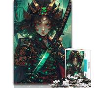 Rompecabezas de 1000 Piezas de una guerrera Ninja Japonesa para Adolescentes, Juguetes educativos, Lista de Deseos para aliviar el estrés con Papá Noel, 38x26cm