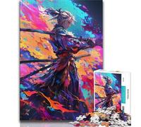 Rompecabezas de 1000 Piezas de una guerrera Ninja Japonesa para Adultos, Juego Familiar para aliviar el estrés, un desafío difícil, un Gran Regalo y Juguete (50x75cm)