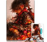 Rompecabezas de 1000 Piezas de una guerrera Ninja Japonesa para Adultos y Adolescentes Juego Familiar para aliviar el estrés, desafío difícil, colección de Artistas Bellas Artes (38x26cm)