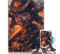 Rompecabezas de 1000 Piezas de una guerrera Ninja Japonesa para Adultos y Adolescentes Juguetes educativos, Juegos antiestrés, Lista de Deseos con Papá Noel (38x26cm)