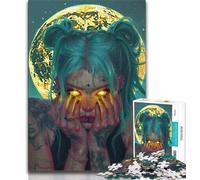 Rompecabezas de 1000 Piezas de una Hermosa Chica de Anime con Luna para Adultos 1000 Piezas Noches de Juegos Juguete Colorido para Regalar en casa (38x26cm)