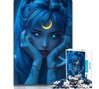 Rompecabezas de 1000 Piezas de una Hermosa Chica de Anime con Luna para Adultos 1000 Piezas Noches de Juegos Juguete Colorido para Regalar en casa (38x26cm)