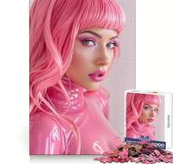 Rompecabezas de 1000 Piezas de una Hermosa y Seductora Mujer de Cabello Rosa para Adultos Mejora tu concentración, desarrolla tu Tiempo y Disfruta de un Buen rato ¡Sorpresa navideña! (50x75cm)