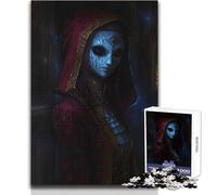 Rompecabezas de 1000 Piezas de una misteriosa Figura con máscara de Diablo de Capucha roja para Adultos Juego Interactivo de Habilidad cognitiva Idea Memorable Tamaño 38x52cm