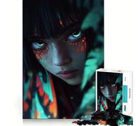 Rompecabezas de 1000 Piezas de una misteriosa niña con Ojos Brillantes para Adolescentes Juguete para ejercitar la Mente Divertido y Relajante Arte para armar Artículo Coleccionable (38x26cm)