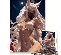 Rompecabezas de 1000 Piezas de una Mujer Anime de Cabello Blanco para Adultos Ayuda a despejar la Mente, Alivia el estrés y es Divertido Bordes precisos Un Regalo Encantador (50x75cm)