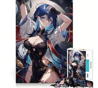 Rompecabezas de 1000 Piezas de una Mujer con Cabello Azul para Adultos,para Mejorar la Capacidad Mental,Cortado con láser para un Ajuste, Ideal para una Noche Divertida en Familia (38x52cm)