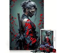 Rompecabezas de 1000 Piezas de una Mujer Ninja enmascarada con katanas para Adultos Juego Relajante para ejercitar la Mente y para Disfrutar en casa ¡Sorpresa de Papá Noel! (50x75cm)