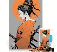 Rompecabezas de 1000 Piezas de una Mujer samurái con Espadas y Kimono para Adolescentes Mejora la Memoria, se relaja, Tiene Bordes precisos y es un Regalo Creativo (50x75cm)