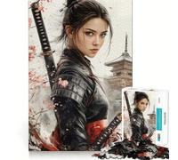 Rompecabezas de 1000 Piezas de una Mujer samurái con Katana para Adultos Juguete para el hogar Disfrute de un Corte Fino Regalo Ideal para Navidad (38x52cm)