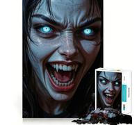 Rompecabezas de 1000 Piezas de una Mujer Vampiro con Ojos Brillantes Juguete Creativo para desarrollar la Habilidad Componentes Resistentes y de Corte Limpio Ideal para Viajar Juego Mental Regalo