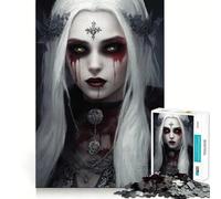 Rompecabezas de 1000 Piezas de una Mujer Vampiro pálida con Ojos Verdes para Adolescentes Juguete Educativo para Toda la Familia Corte de Calidad Regalo Elegante (38x52cm)