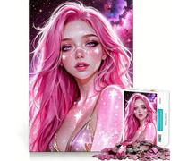 Rompecabezas de 1000 Piezas de una niña de Pelo Rosa en el Espacio para Adolescentes Juguete para ejercitar la Mente Tiempo de relajación Arte para armar Regalo de Temporada (50x75cm)