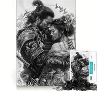 Rompecabezas de 1000 Piezas de una Pareja de samuráis abrazándose para Adolescentes Refuerza la Memoria Divertido y pacífico Borde de Calidad Regalo Ideal (38x26cm)