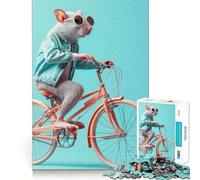 Rompecabezas de 1000 Piezas de una Rata con Bicicleta para Adultos Juguete Intelectual para Relajarse y calmar Corte preciso Artículo de Santa Claus (38x52cm)