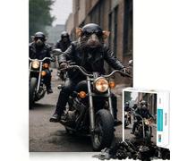 Rompecabezas de 1000 Piezas de una Rata en Motocicleta para Adultos Juego Mental Juguete Divertido y Tranquilo Pieza de colección de Arte con Corte preciso (50x75cm)