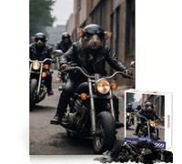 Rompecabezas de 1000 Piezas de una Rata en Motocicleta para Adultos Juego Mental Juguete Divertido y Tranquilo Pieza de colección de Arte con Corte preciso (50x75cm)