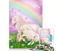 Rompecabezas de 1000 Piezas de Unicornio arcoíris con bebé para Adolescentes Juguete de lógica Mental Corte Firme y silencioso Artículo de Santa Claus (38x26cm)
