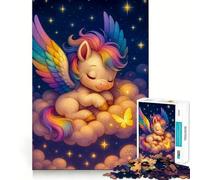 Rompecabezas de 1000 Piezas de Unicornio Arcoíris Durmiente en una Nube para Adolescentes Juguete de lógica sólida Diversión Relajante Corte de precisión Artículo de Santa Claus 38x52cm