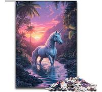 Rompecabezas de 1000 Piezas de Unicornio de la Selva para Adultos Juego Familiar Interactivo de 1000 Piezas, decoración del hogar DIY, Regalo desafiante y Estimulante (tamaño 50x75cm)