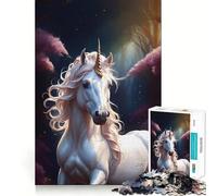 Rompecabezas de 1000 Piezas de Unicornio en Bosque Fantástico Diversión para ejercitar la Mente Encaje Huecos Actividad para Compartir con Seres Queridos (50x75cm)