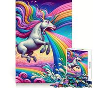 Rompecabezas de 1000 Piezas de Unicornio vomitando arcoíris para Adultos Rompecabezas para el Bienestar Cerebral, relajación y Entretenimiento Regalo Festivo (38x26cm)