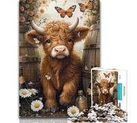 Rompecabezas de 1000 Piezas de Vaca de Las Tierras Altas para Adolescentes, Juguetes educativos, interacción Entre Padres e Hijos, 50x75cm