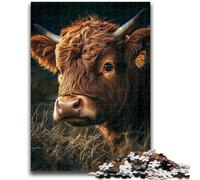 Rompecabezas de 1000 Piezas de Vaca de Las Tierras Altas para Adolescentes Un Juego desafiante y Familiar con Piezas aleatorias Que encajan Perfectamente (50x75cm)
