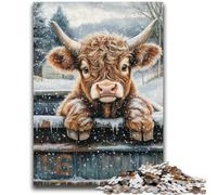 Rompecabezas de 1000 Piezas de Vaca de Las Tierras Altas para Adultos, Juego Familiar antiestrés, desafío difícil, colección de Artistas, Bellas Artes (50x75cm)