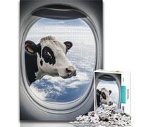 Rompecabezas de 1000 Piezas de Vaca Fuera de la Ventana del avión para Adultos y Adolescentes Alivia el estrés, un desafío difícil y fomenta el Amor en Pareja 38x26cm