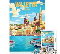 Rompecabezas de 1000 Piezas de Valletta Malta Decoración del hogar Juguetes Gran Regalo Juegos educativos con póster a Juego y Hoja de Trivia Tamaño 50x75cm