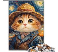 Rompecabezas de 1000 Piezas de Van Gogh Cat Jigsaws para Adultos, Nivel Principiante, Ideal para cumpleaños y Regalos navideños (tamaño 26x38cm)