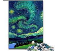 Rompecabezas de 1000 Piezas de Van Gogh Cielo Nocturno Ayuda a ejercitar el Cerebro Juguetes adictivos para Cultivar la Paciencia Decoración (tamaño 26x38cm)