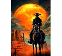 Rompecabezas de 1000 piezas de vaquero occidental, rompecabezas artístico del desierto del atardecer con póster, rompecabezas occidental vintage de 20 x 28 pulgadas para familias adultas, regalo único
