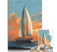 Rompecabezas de 1000 Piezas de velero Pintura al óleo Rompecabezas de 1000 Piezas para Adultos y Adolescentes Entrena tu Cerebro y Tus Manos Regalo para Amigos y Familiares (26x38cm)