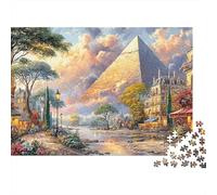 Rompecabezas de 1000 Piezas de Viaje Calle de la Pirámide para Adultos Pirámides Egipcias al Atardecer Premium Grueso Robusto Desafiante Alivio Estrés 38x26cm/1000pz