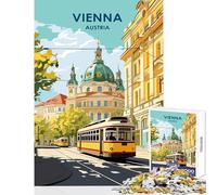 Rompecabezas de 1000 Piezas de Viena Austria Paisaje Urbano con tranvía Juguetes antiestrés Regalo de cumpleaños Juego Educativo con Piezas aleatorias Totalmente entrelazadas tamaño 38x52cm
