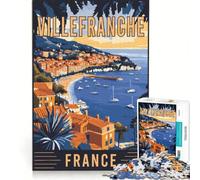 Rompecabezas de 1000 Piezas de Villefranche-Sur-Mer en Francia, Juego de ingenio, desafío difícil, Toda la Familia 38x52cm