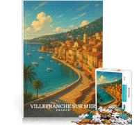 Rompecabezas de 1000 Piezas de Villefranche-Sur-Mer, Francia Juegos educativos, Ideales para Relajarse y para Decorar el Escritorio 38x52cm