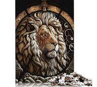 Rompecabezas de 1000 Piezas de vitrales con diseño de león para Adultos y Adolescentes. Rompecabezas de Madera sostenible para Adultos, 1000 Piezas (75 x 50 cm).