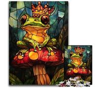 Rompecabezas de 1000 Piezas de vitrales El Rey Rana Regalo Rompecabezas desafiantes Juego Interactivo Familiar desafío Mental Juguete Educativo 1000 Piezas (75 x 50 cm)